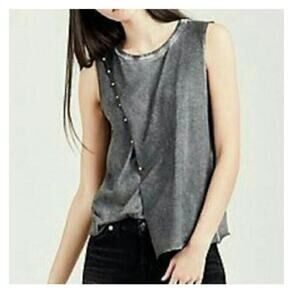 True Religion Gray Washed Gold Studed Tank Top Gray Size XS